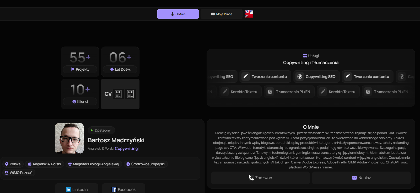 Projekt i wdrożenie dwujęzycznego portfolio (PL/EN) w technologii Framer